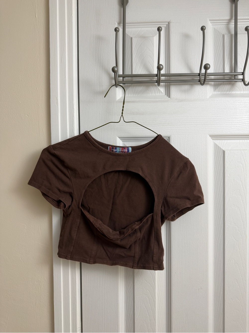 Urban Outfitters Chocolate Brown Cutout Crop Tee